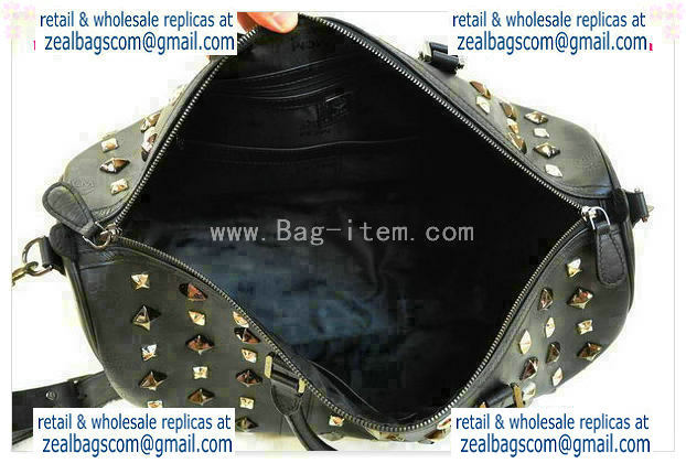 High Quality Replica MCM Stark Weekender Medium Boston Bag in Black Calfskin